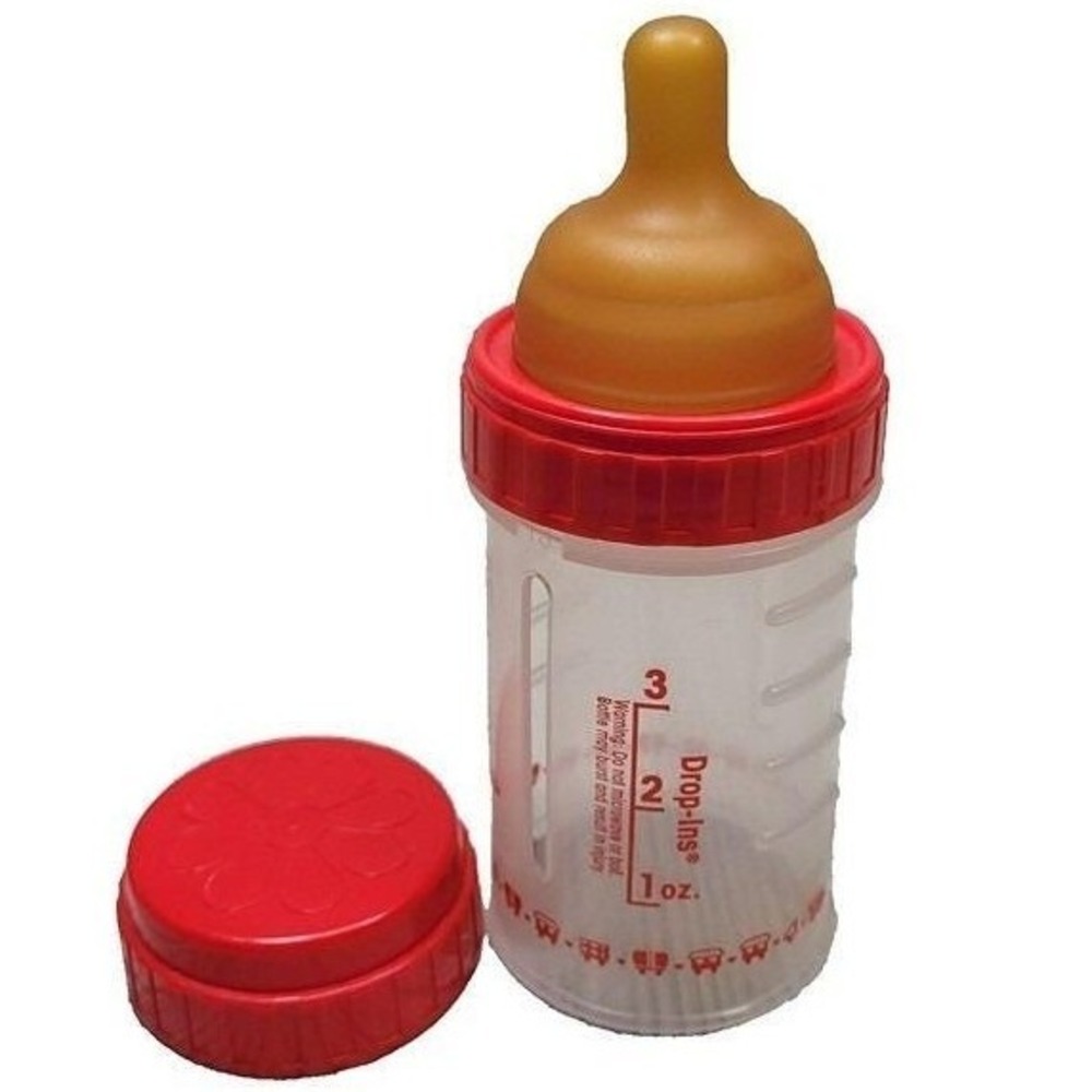 Playtex Round Top Slow Flow Nipple‎ Nurser Drop In Baby Bottle 4 oz Red Vtg